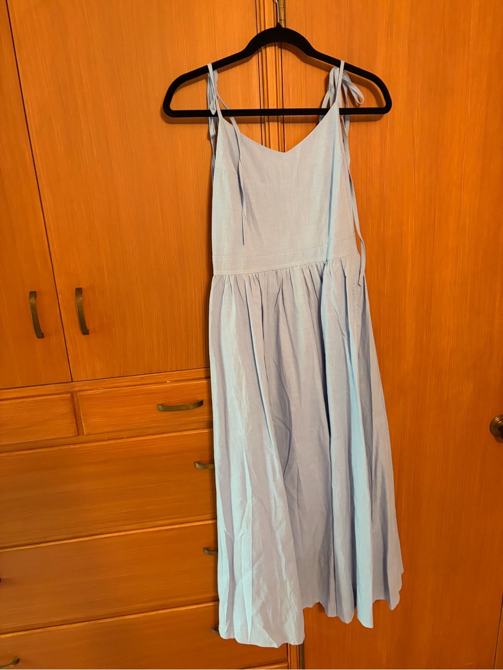Light Blue Tie-Shoulder Maxi Dress